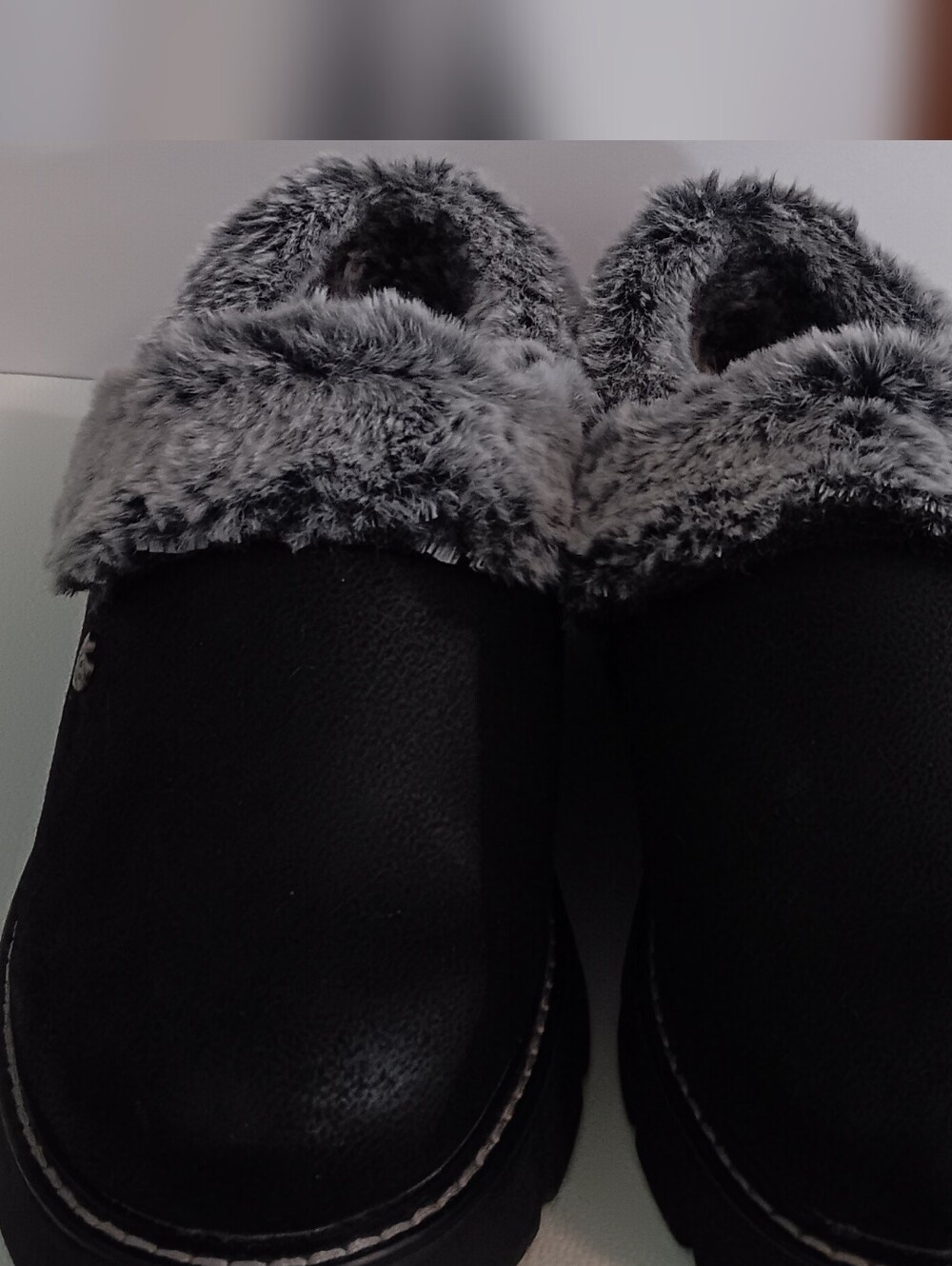 Skechers BOBS Keepsakes Lite Cozy Black Faux-Fur Lined Women's Slip-On Slippers